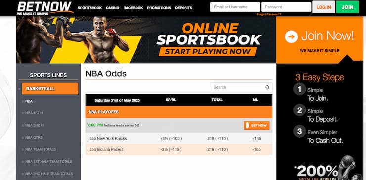 A snapshot of BetNow, one of our top rated Kentucky sports betting sites.